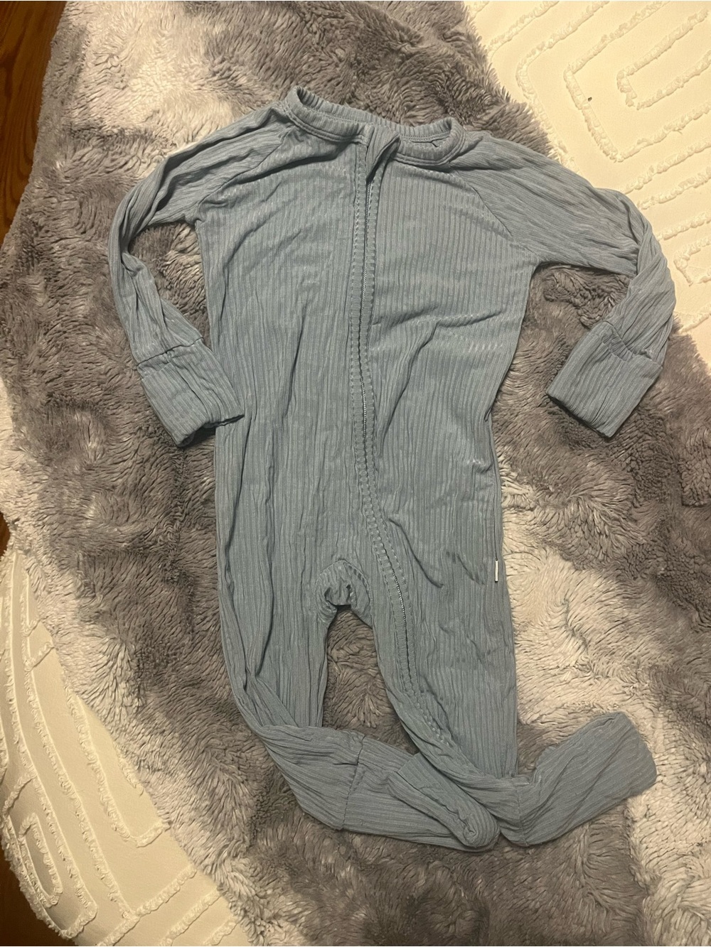 Little Sleepies Ribbed Light Blue Zippy